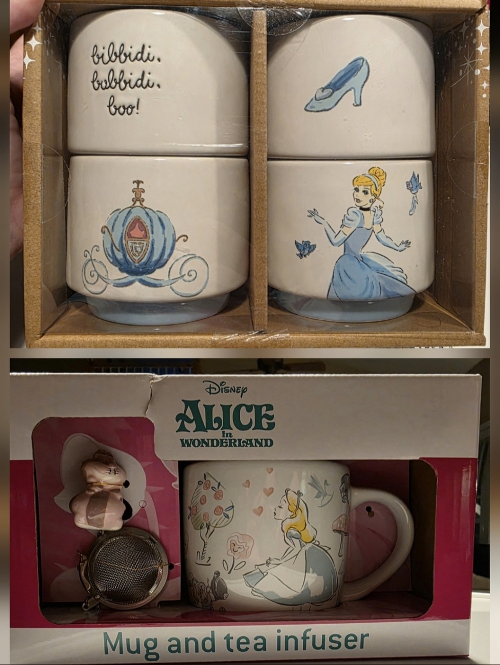 Disney Alice In Wonderland Mug & Tea Infuser set/Rae Dunn Cinderella Ramekins